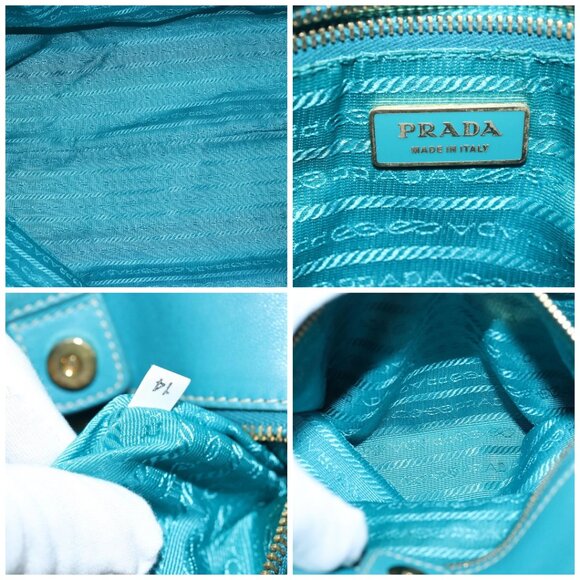 PRADA Hand Bag Nylon Turquoise Blue Auth 81466 - Picture 15 of 16